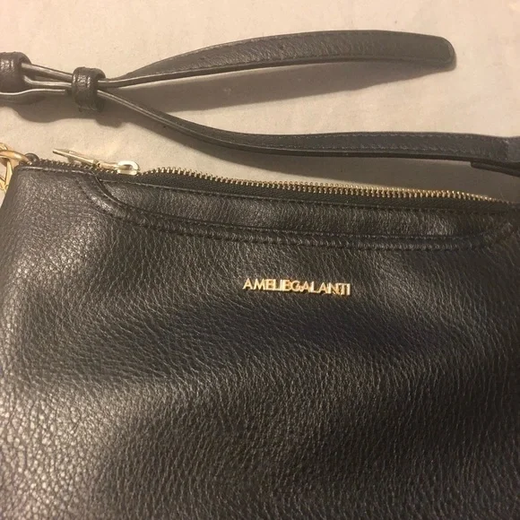 Ameliegalanti cross body in black and gold fixtures. Bag is 11” wide and 7” long - Picture 3 of 4